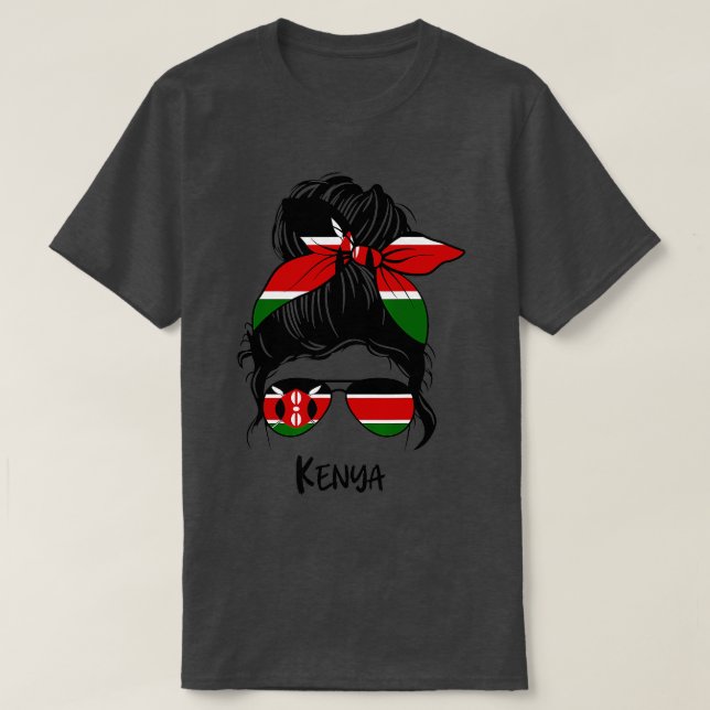 Camiseta Quênia Menina Quênia bandeira feminina Quênia (Frente do Design)