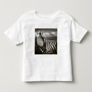 Camiseta Quênia. Preto e branco de zebra e planície.