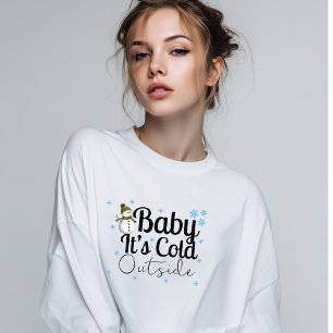Camiseta Quente e Elegante, Bebê está frio lá fora no Inver