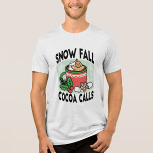 Camiseta Quente quente com a queda de neve chamada de cacau
