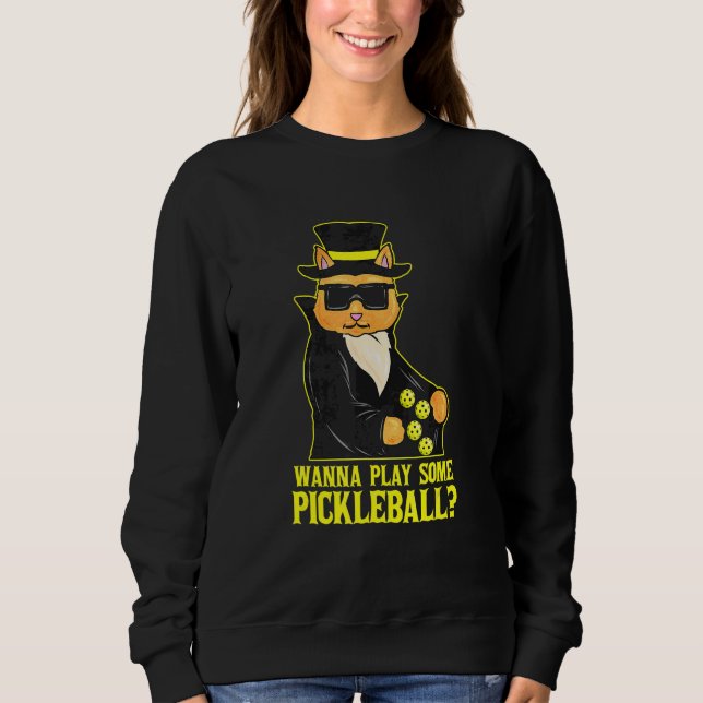 Camiseta Quer Jogar Pickleball de Gato Pickleball (Frente)