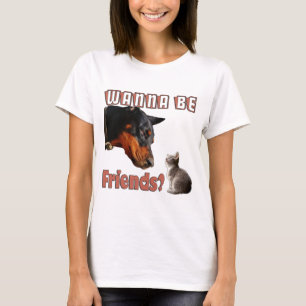 Camiseta Quer Ser Amigo Engraçado Cachorro e Design de Gato