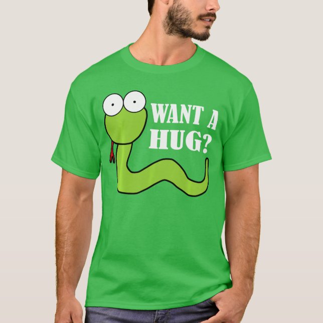 Camiseta Quer um abraço Réptil História em Quadrinhos Cobra (Frente)