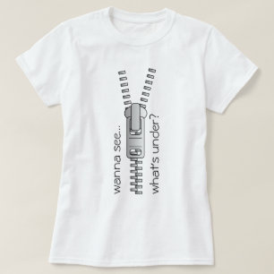 Camiseta Quer ver o que está sob texto pessoal preto, Zippe