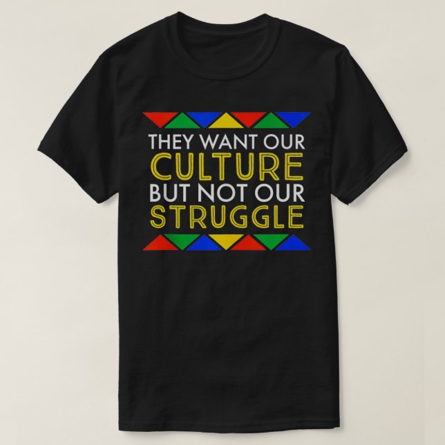 Camiseta Querem A Nossa Cultura, Mas Não A Nossa Luta Preta (Frente do Design)