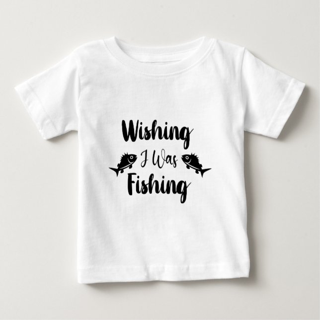 Camiseta Queria estar pescando uma citação engraçada (Frente)