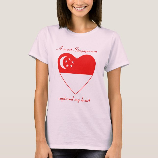 Camiseta Querida Bandeira de Singapura (Frente)