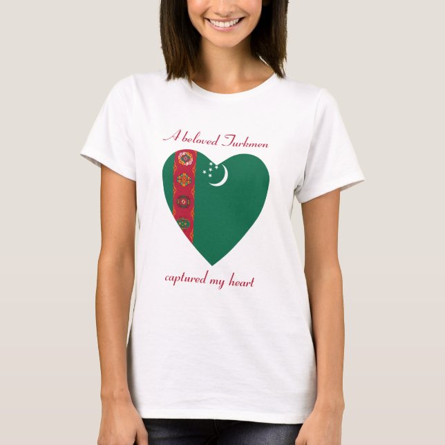 Camiseta Querida com a Bandeira do Turcomenistão (Frente)
