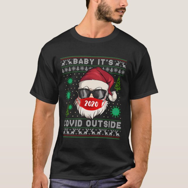 Camiseta Querida É C O V I D Fora Papais noeis Ufly Christm (Frente)
