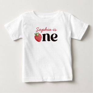 Camiseta Querida Menina Morango 1º Aniversário
