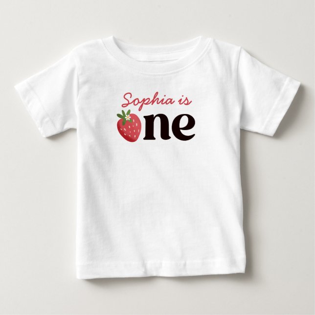 Camiseta Querida Menina Morango 1º Aniversário (Frente)