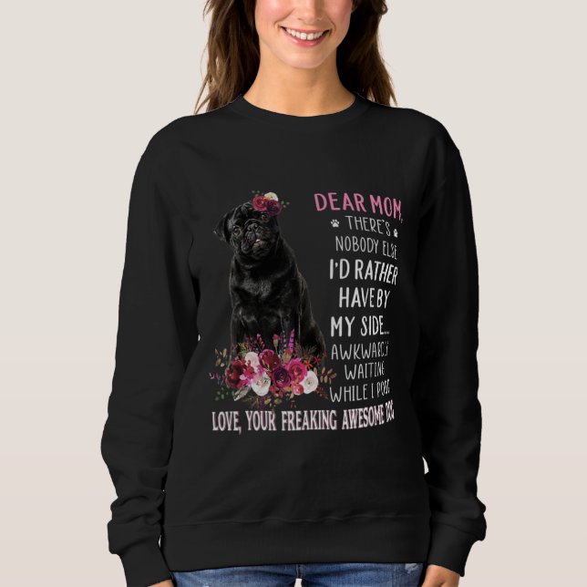 Camiseta Querido cão Pug Mãe Dia de as mães Feliz (Frente)