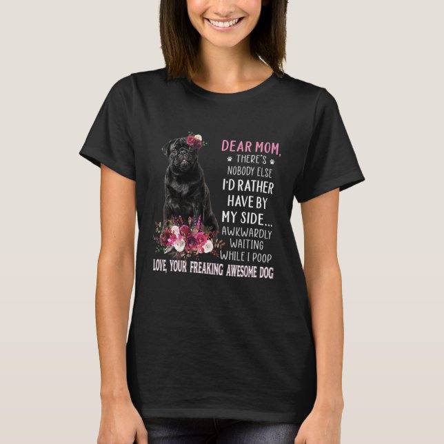 Camiseta Querido cão Pug Mãe Dia de as mães Feliz (Frente)
