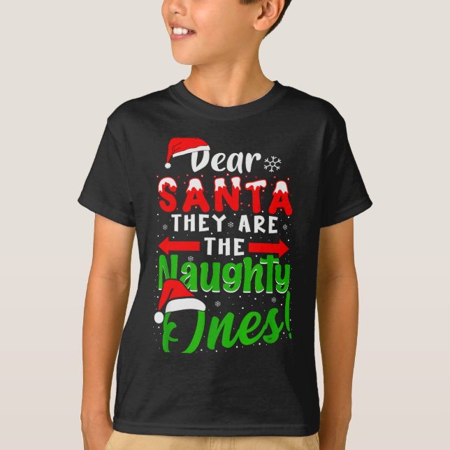 Camiseta Querido Papai Noel Eles São Os Travessos Engraçado (Frente)