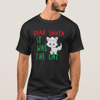 Camiseta Querido Papai Noel Foi o Gato Engraçado Natal Féri