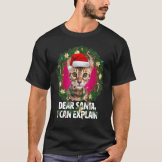 Camiseta Querido Papai Noel Gatinho Bengal fofo foi malcria