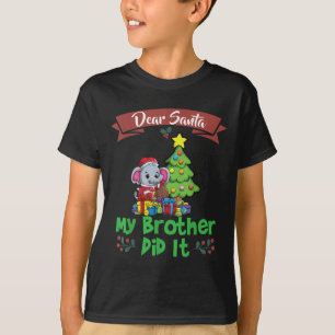 Camiseta Querido Papai Noel Meu Irmão Fez Isso Irmãos Natal