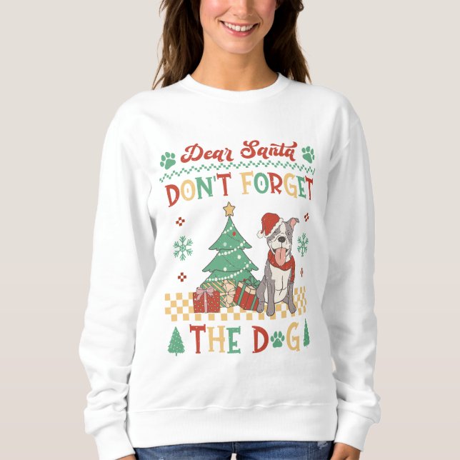 Camiseta Querido Papai Noel Não Esqueça Do Cão Pitbull (Frente)