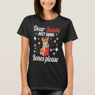 Camiseta querido Papai Noel, por favor, traga ossos, Papai