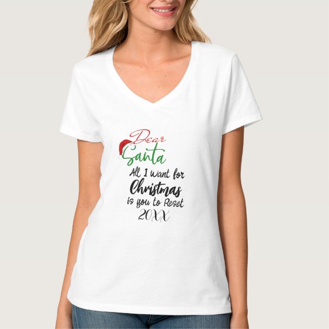 Camiseta Queridos papais noeis Engraçados Tudo o que quero  (Frente)