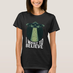 Camiseta Quero Acreditar Na Zona Verde Do OVNI Do Espaço Al