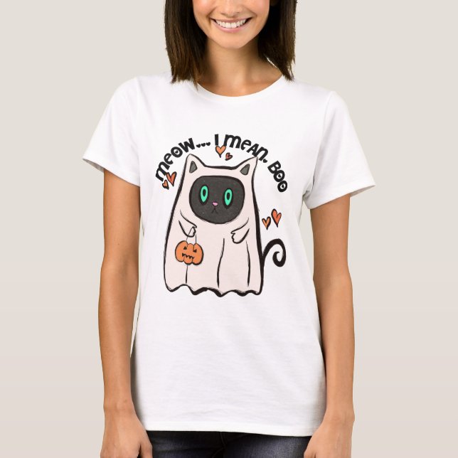 Camiseta Quero Dizer, Boo! Ghost Halloween Mug Preto (Frente)
