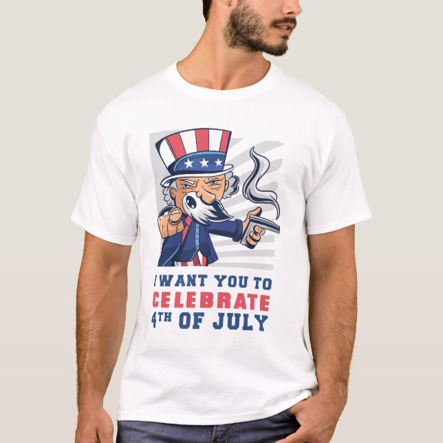 Camiseta Quero que comemorem 4 de julho (Frente)