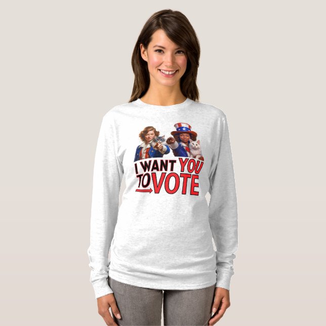 Camiseta QUERO QUE VOTEM (Gatinhas) (Frente Completa)