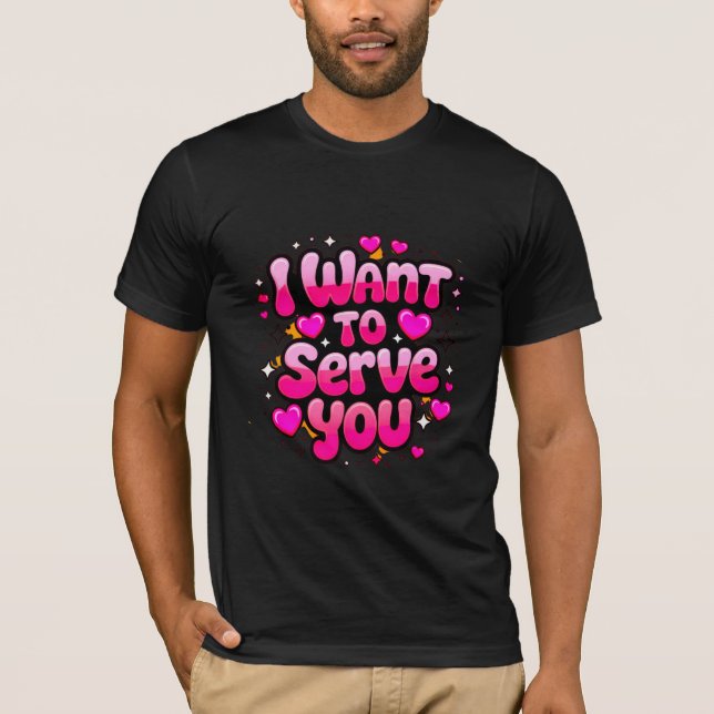 Camiseta Quero Servir-Te - Design de Coração Bonita (Frente)