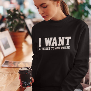 Camiseta Quero um Bilhete para Viagem Tipografia Simples Pe