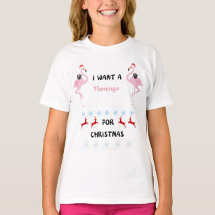 Camiseta Quero um flamingo para o Natal.