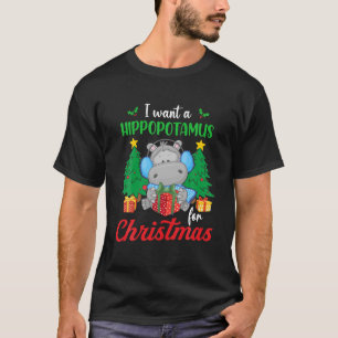 Camiseta Quero Um Hippopotamus Para O Natal.