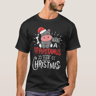 Camiseta Quero Um Hippopotamus Para O Natal Hippo