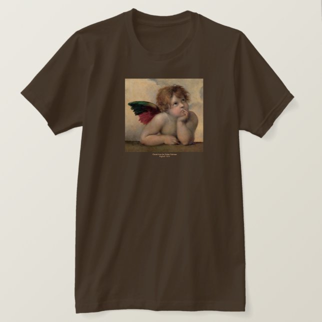 Camiseta Querubim de Sistine Madonna por Raphael (Frente do Design)