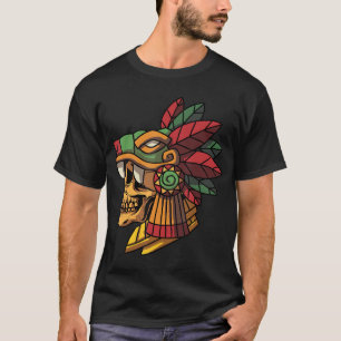 Camiseta Quetzalcoatl Aztec Crânio Maia Antigo Inca Toltec