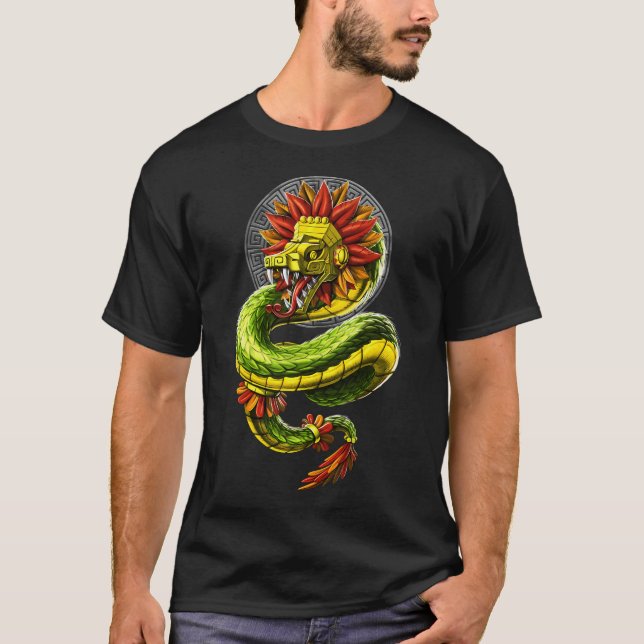 Camiseta Quetzalcoatl Deus Serpente Asteca (Frente)