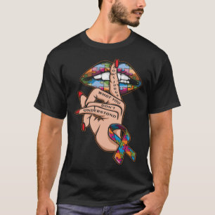 Camiseta Quieto Não Julgue Colorida Quebra-cabeça Ribbon Au