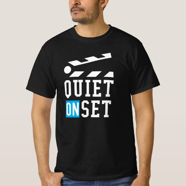Camiseta Quieto no set - Engraçado para cineastas (Frente)