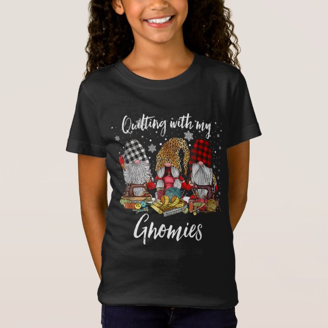Camiseta Quilar Com O Feriado De Gnomos De Natal (Frente)