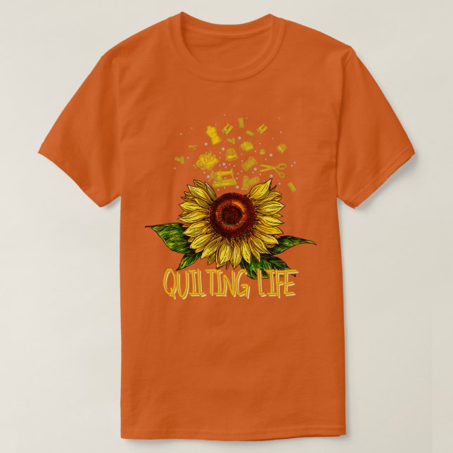 Camiseta Quiling Life Love Sun Flower (Frente do Design)