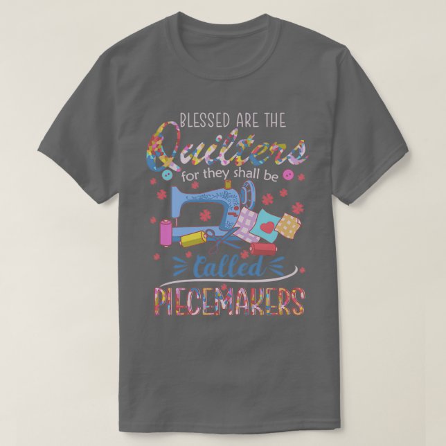 Camiseta Quilômetros Abençoados Piecemakers Que Quilitam Co (Frente do Design)