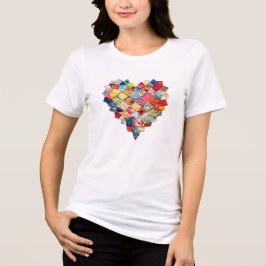 Camiseta QUILT HEART Eu adoro colagem de tecido Quilter