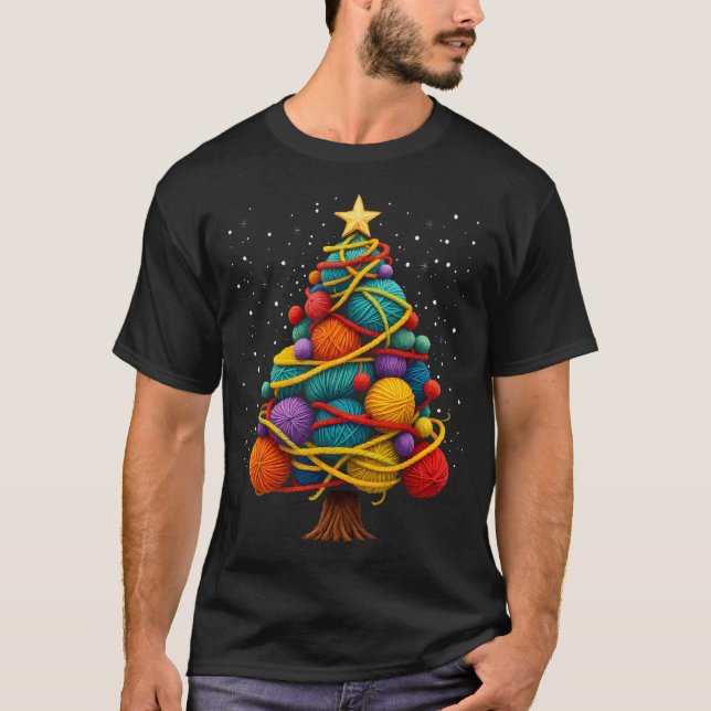 Camiseta Quiltro de tricô de crochê de árvore de Natal (Frente)