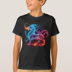 Camiseta Quimera de Leão Mítico Neon Brilho Mágico Fantasia