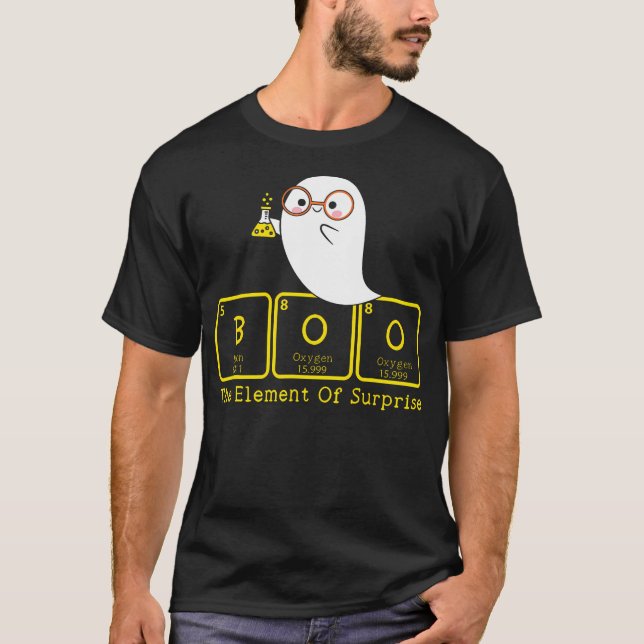 Camiseta Química Boo Elemento De Química Surpresa E Cuta (Frente)