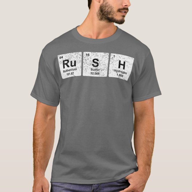 Camiseta Química de Elementos Periódicos de Mesa Rush Engra (Frente)