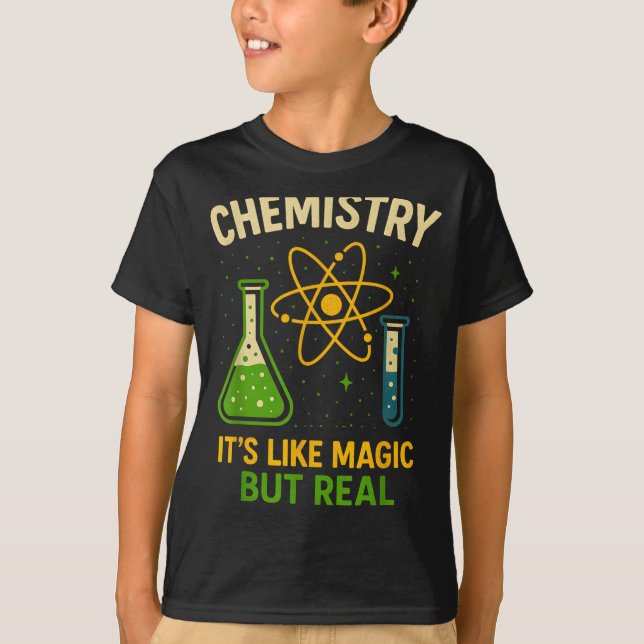 Camiseta Química É Como Magia Professor de Ciência Divertid (Frente)