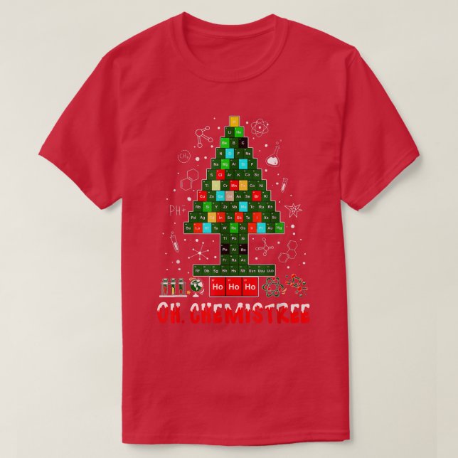 Camiseta Quimistree Funny Science Árvore de Natal (Frente do Design)
