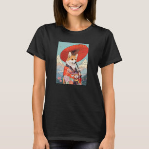 Camiseta Quimono Corgi Cachorro Engraçado Geisha