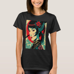 Camiseta Quimono Feminino Retro Japonês Samurai Gêisha Anti